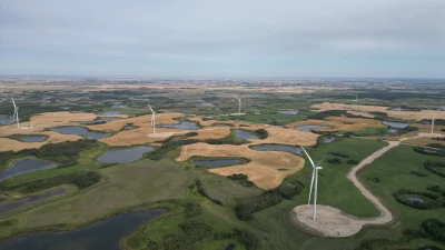 Photo of wind farm from ariel viewpoint